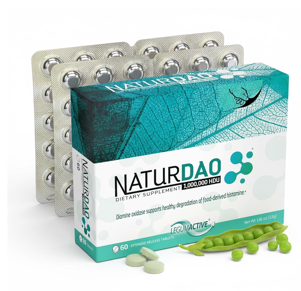 NATURDAOCOM LEGUMACTIVE NATURDAO® DAO Enzyme 1.000.000 HDU Tablet başına - DAO Enzyme Supplement - Histamine Block - Diamine Oxidase - Yiyecek Tolerance - 60 Genişletilmiş Yayın Tabletleri