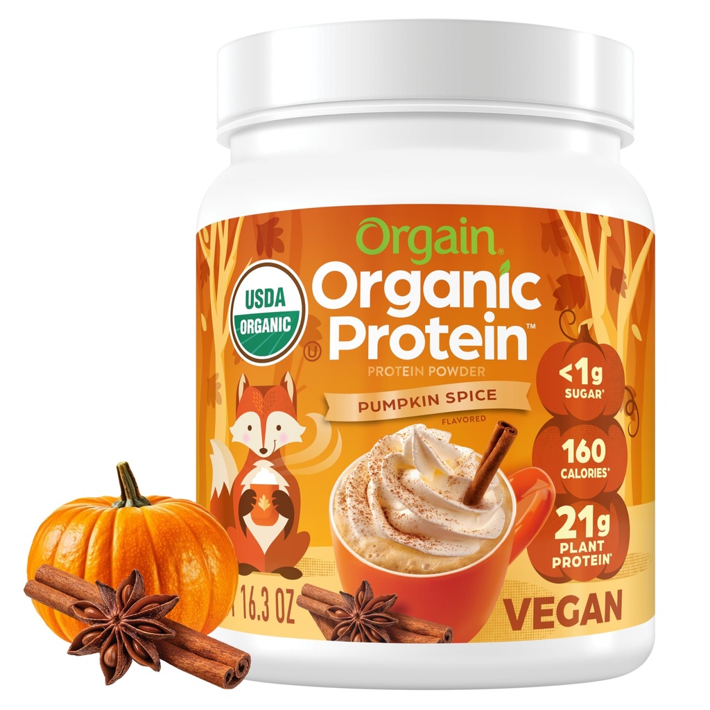 Orgain Organic Vegan Protein Toz, Riley Spice Season Flavor - Plant proteini 21g, 5g Prebiyotik Fiber, No Lactose Malzemeler, No add Sugar, Non-GMO, For Shakes & Smoothies, 1.02 lb
