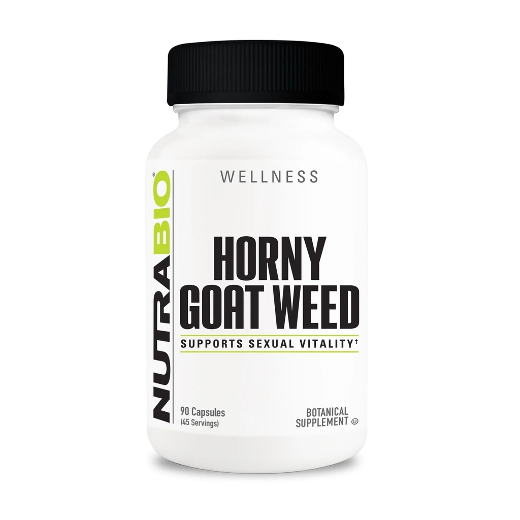 NutraBio Horny Goat Weed Extract Supplement, 500 mg - Hem Erkekler hem de Kadınlar için, Enerji ve Yaşama Yardımcı Olmak, 90 Sebze Kapsülleri