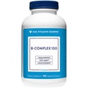 The Shoppe B-Complex 100 - Energy Production, Nervous System Function & Nutrient Metabolism - B1, B2, B6, B12, Niacin, Folic Acid & Biotin (300 Veggie Caps)
