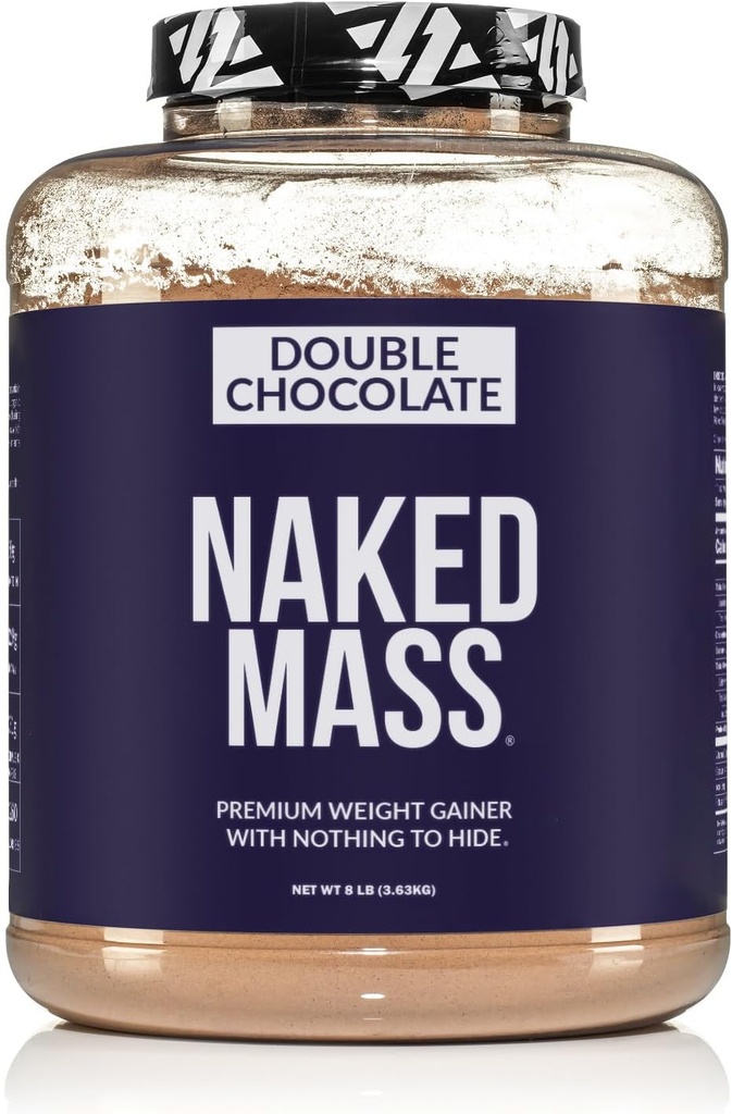 NAKED Double Chocolate Mass - 1.260 Calories, 50G proteini, Yapay değil. Tüm Doğal Ağırlıklı Protein Tozu - 8Lb Bulk, GMO Free, Gluten Free & Soy Free