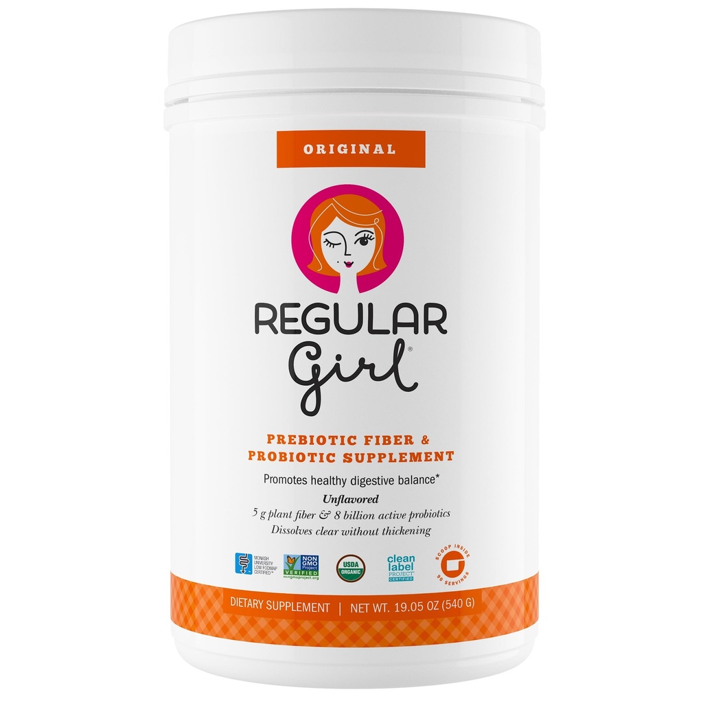 Düzenli Kız Organik Toz, Prebiyotik Fiber Supplement ve Probiyotiks for Women, Low FENGAP, 90 Day Bulk Supply, Unflavored, 90 Hizmetler