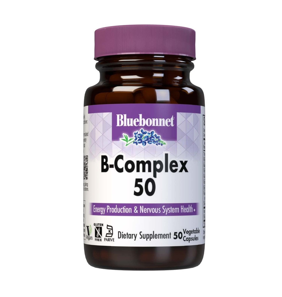 Bluebonnet Beslenme B Kompleks 50 Sebze Kapsülleri, Tamam Full Spectrum, B6, B12, Biotin, Folate, Vegan, Vegetarian, Gluten Free, Soy Free, Milk Free, Kosher, 50 Sebze Capsules