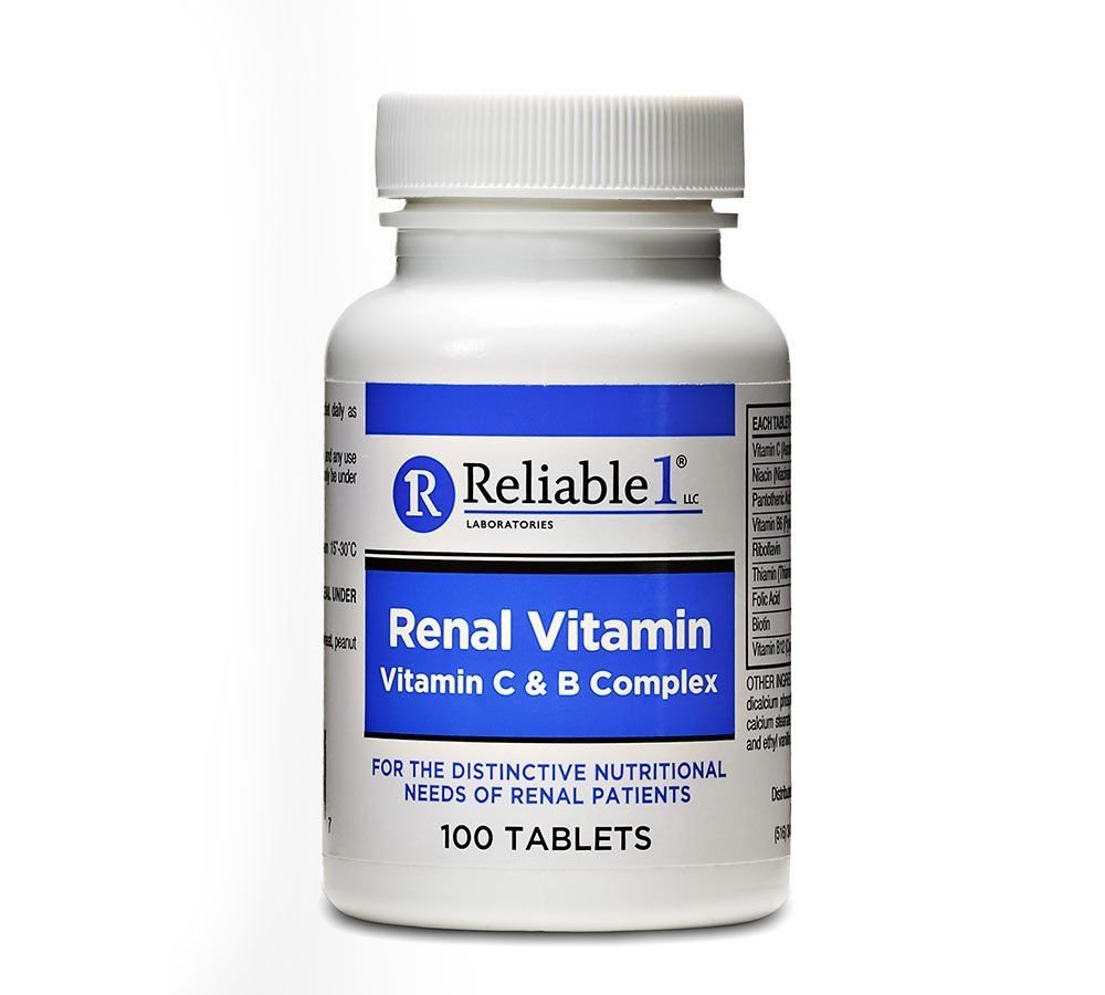 RELIABLE 1 LABORATÖRLER Erkekler ve Kadınlar için Renal Vitamin C & B Kompleksi (Tek)