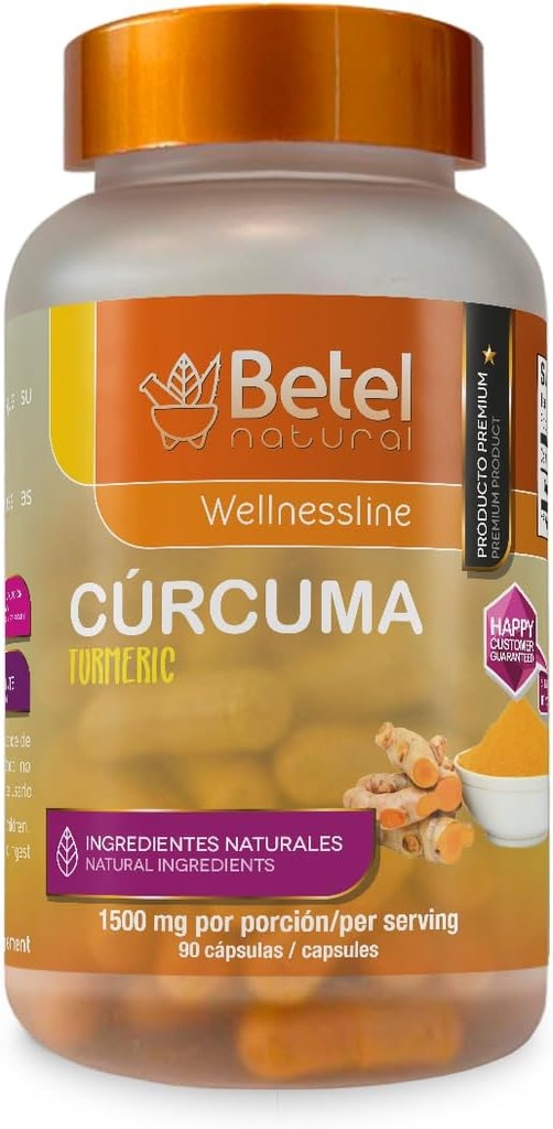 Betel Natural Premium Curcuma Turmeric Capsules hizmet başına 1500 mg - 90 Capsules