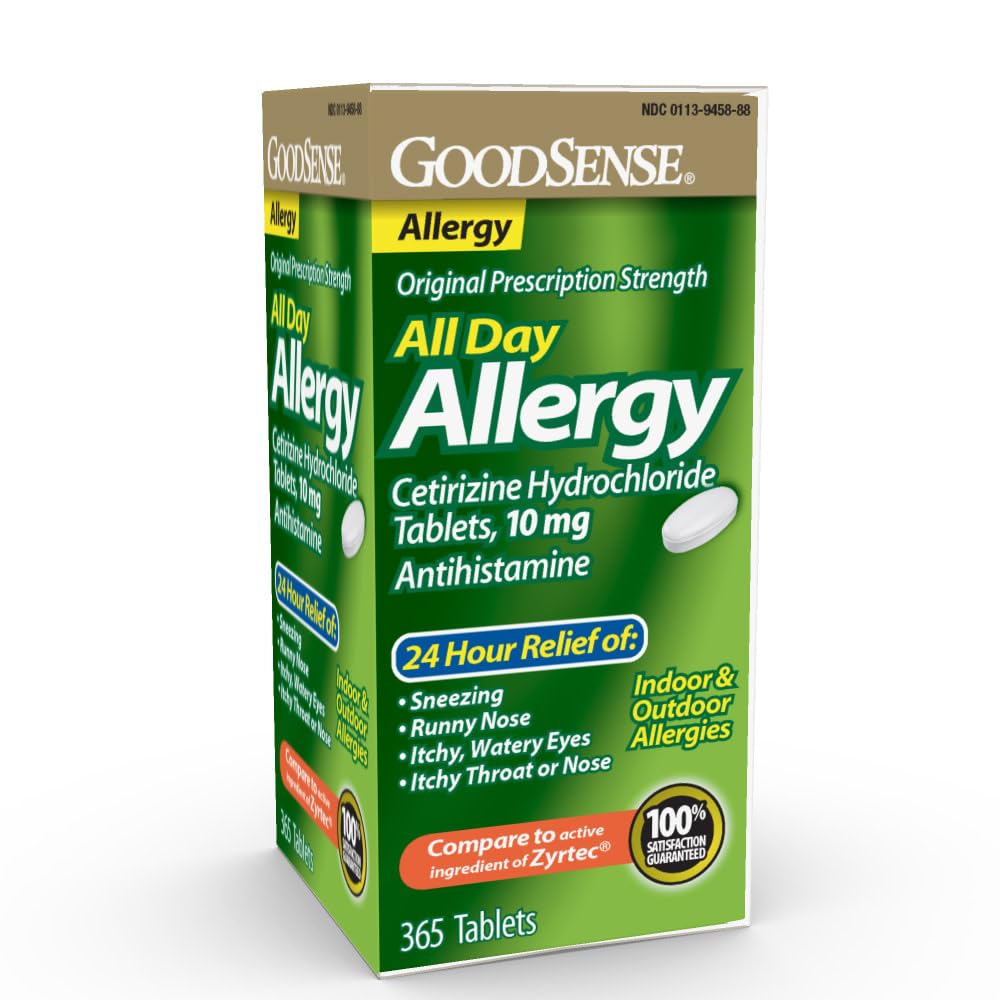 GoodSense All Day Alerji, Cetirizine Tablet Tabletler, 10 mg, Antihistamin, 365 Count