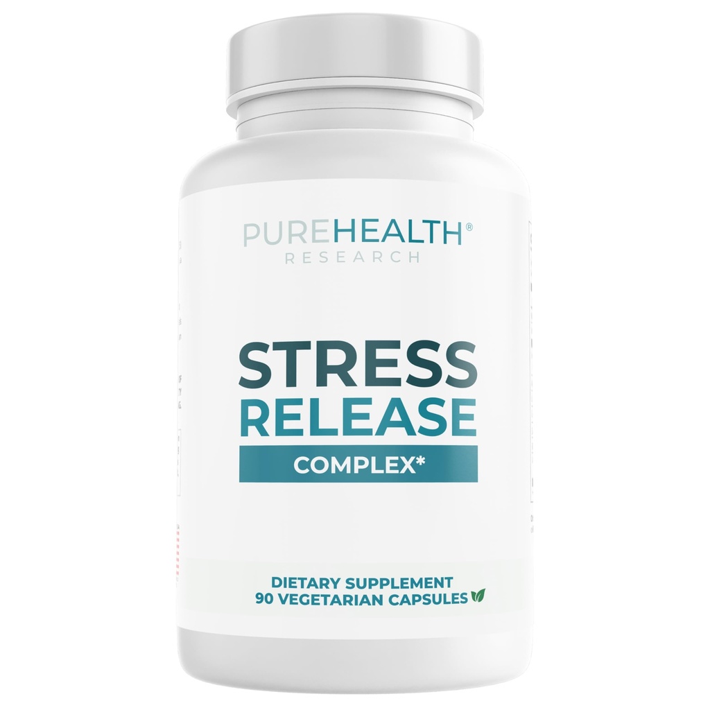 PUREHEALTH Stress Stres Yayın Kompleksi - Kadınlar ve Erkekler için Mood Destek Supplement - Occasional Stres ve Rahatlama Yardım - Ashwagandha, L Theanine, Lemon Balm, Niacin & More - 90 Capsules