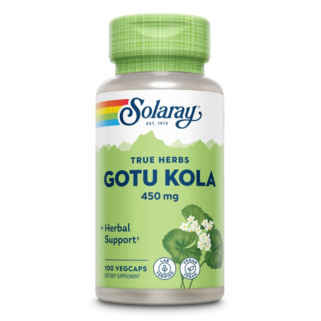 SOLARAY Gotu Kola 450 mg - Centella Asiatica Herbal Supplements - Gotu Kola Capsules Güçlü Sağlık Desteği için Tüm Aerial ile Yapıldı - Vegan, Non-GMO, Lab TY, 60-Day Garanti, 100 Hizmet