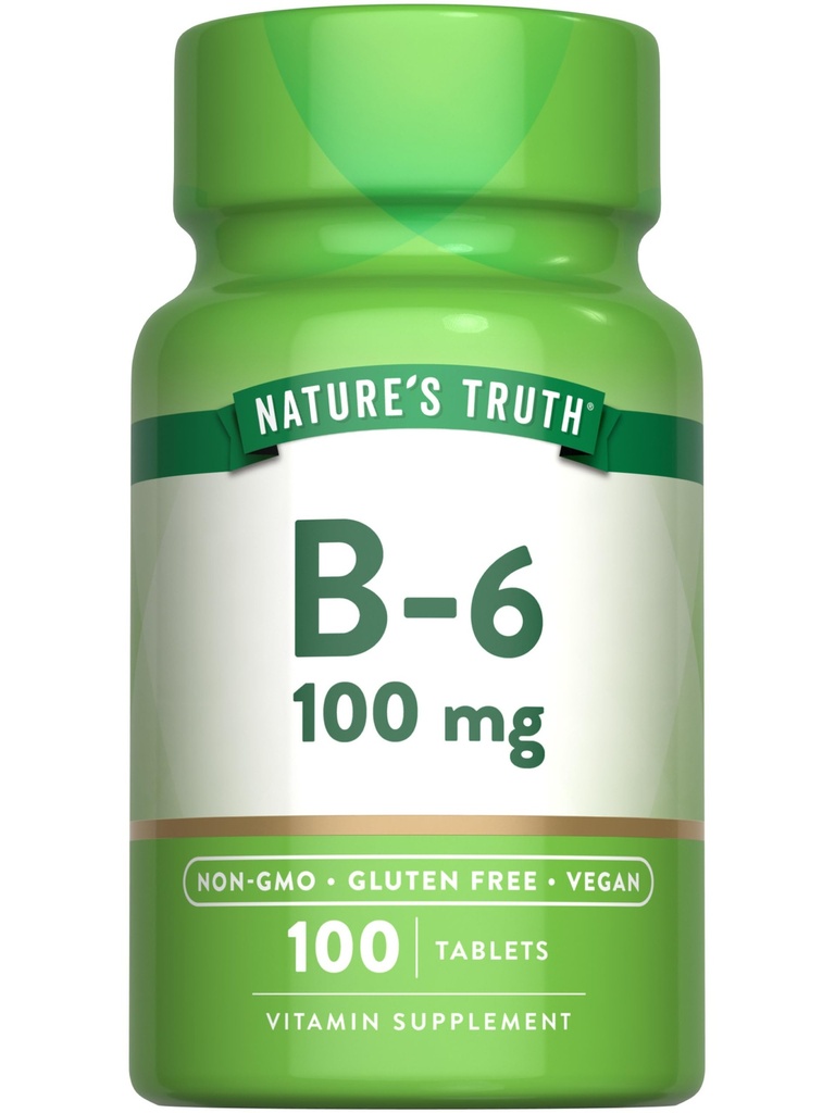 Nature's Truth B6 Vitamin | 100 mg | 100 Tablet | Vegan, Non-GMO & Gluten Free Supplement Supplement