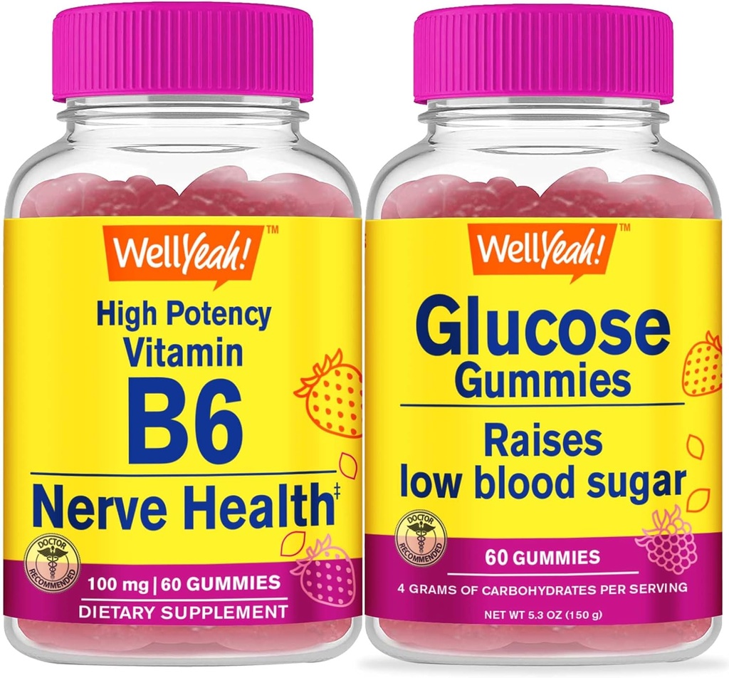 WellEvet Yüksek Potency B6 + Glucose, Gummies Sche - Great Tasting, Vitamin Supplement, Gluten Free, GMO Free, Chewable Gummy