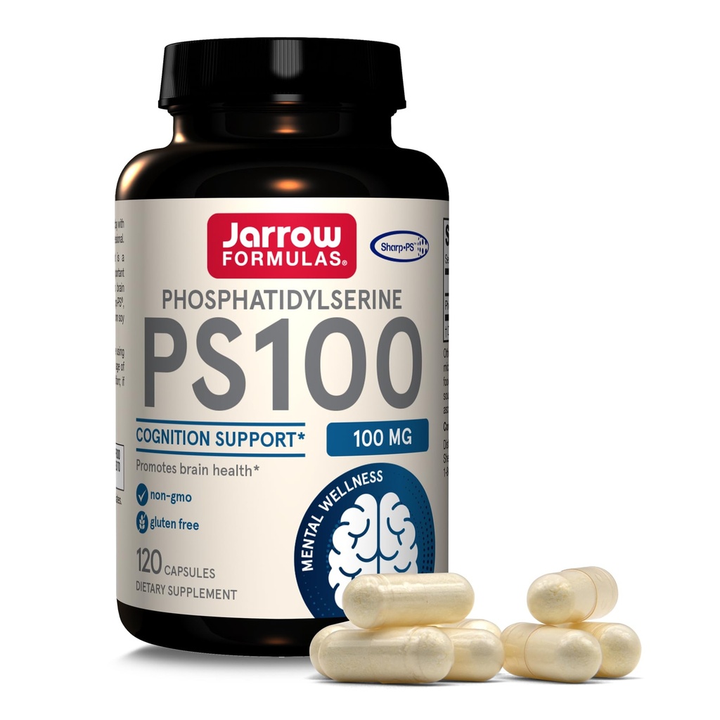 Jarrow Formulas® PS100 Phosphatidylserine, 100 mg, Brain Health ve Cognition Support için Diyet Supplement, 120 Capsules, 120 Day Supply