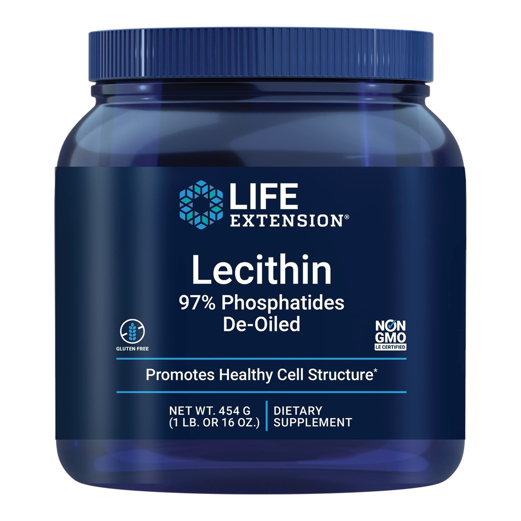 Life Extension Lecithin, Beyinde Sağlıklı Hücre Yapısı ve Fonksiyonlar, Gluten Free, Non-GMO, Vegetarian, 454 Grams