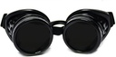 GloFX Steampunk Goggles Tinted - Rave EDM Festival Aksesuarları - Gotik Cosplay Welder Goggles - Black Goggles with Dark Tint Lenses