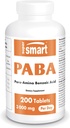 Supersmart - PABA Supplement 3000 mg per Day (para-AminoBenzoic Acid) - Doğal B Kompleksi - Su ► PABA | Non-GMO & Gluten Ücretsiz - 200 mg Tabletler
