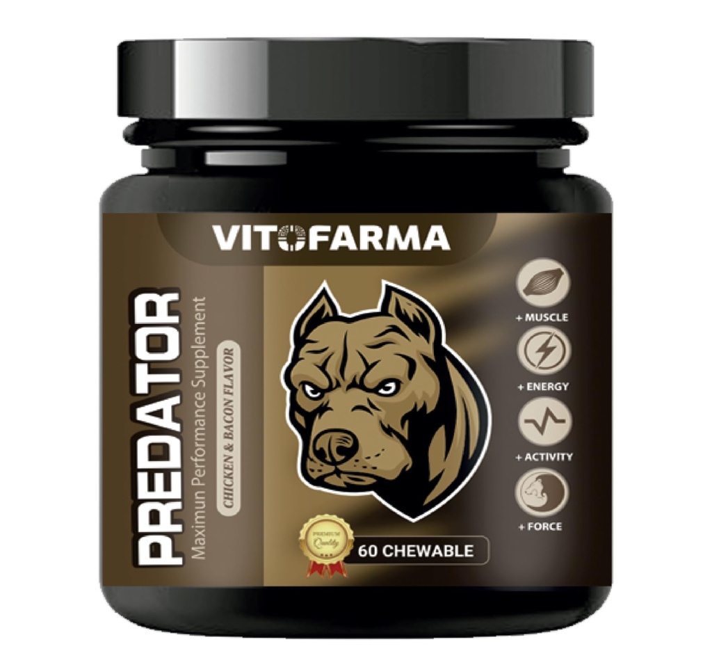 Predator Muscle Builder Chewable Tablets for Dogs - Canine Dog Supplement for Muscle Gain - 60 tabs