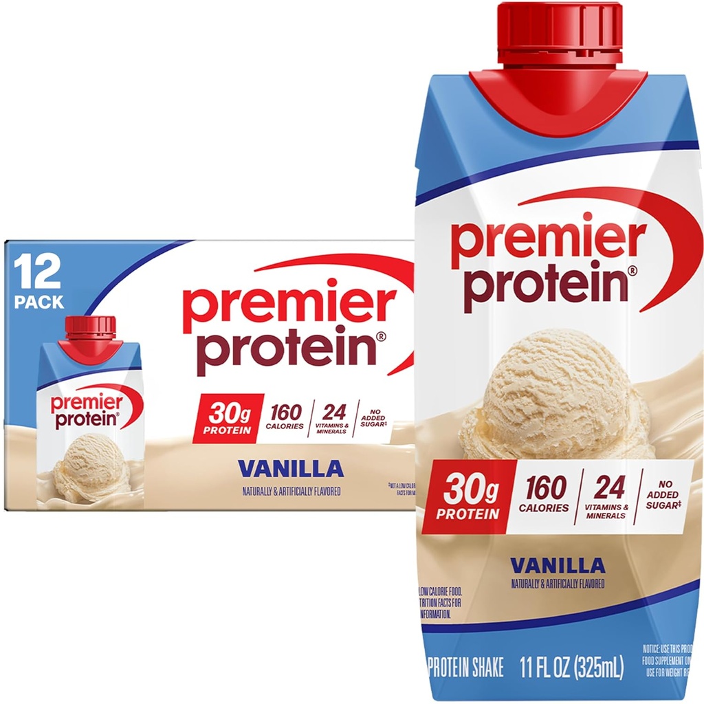 Premier protein Shake, Vanilla, 30g protein, 11 fl oz, 12 Paket (Pazar Mayıs Vary)