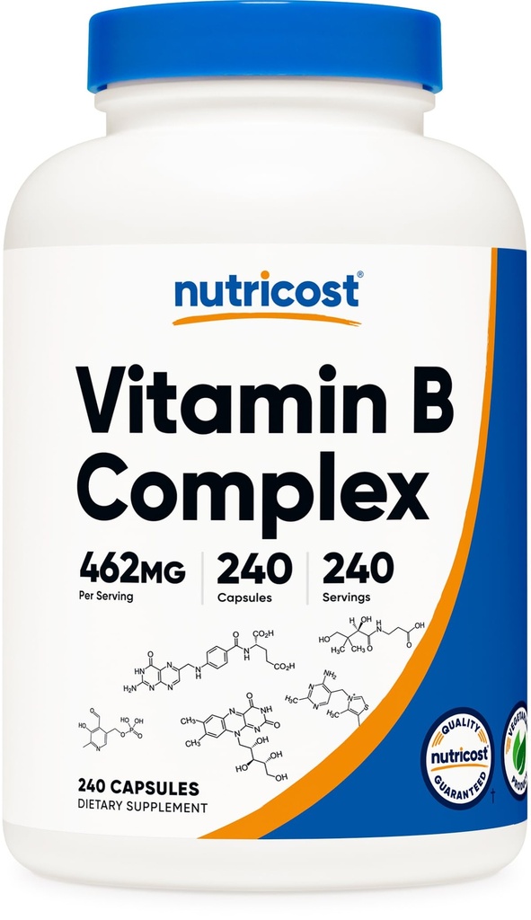Nutricost Vitamin B Kompleks 462 mg, 240 Capsules - Vitamin C - Enerji Kompleksi