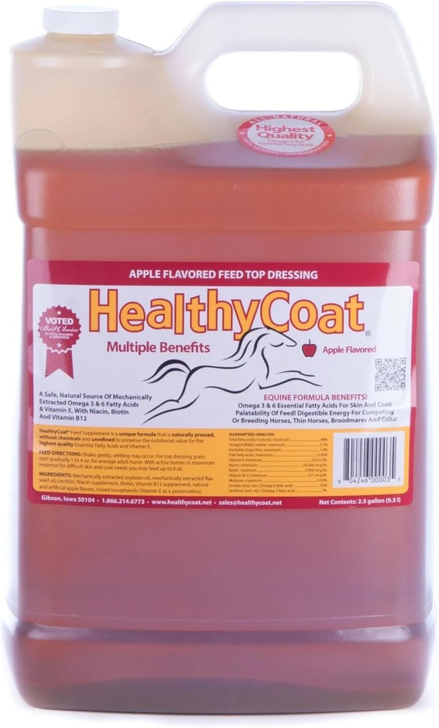 Horses için sağlıklıCoat Feed Supplement: 2.5 Gallon. Skin, Coat, Body Durum, Performans, Allergies, Immune System, Hoof, Ortak, Omega 3 & 6 Fatty Asits
