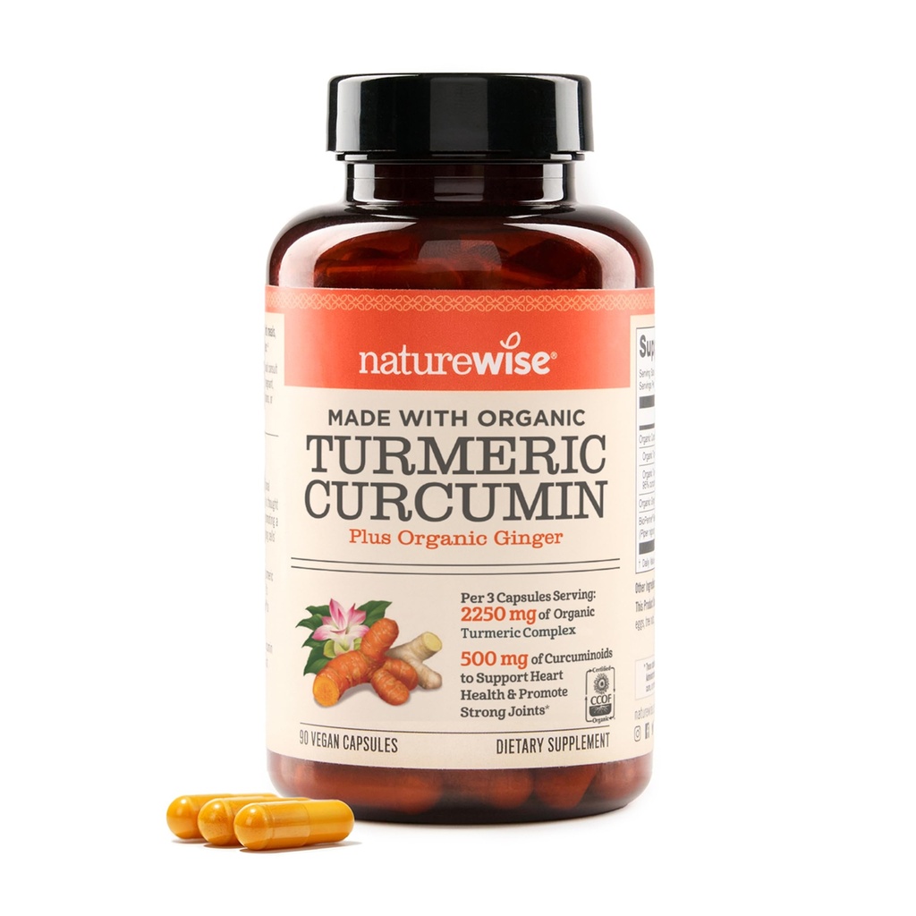 NatureWise Curcumin Turmeric 2250 mg -% 95 Curcuminoids & BioPerine Black Pepper Ekstra Apsiyon - Daily Ortak ve Immune Health Support - Vegan, Non-GMO, 90 Count[30-Day Supply]