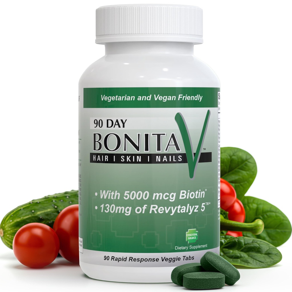 Temel Kaynak Biyotin (Biotina Vitaminas) - Kadınlar ve Erkekler için Saç Deri Nailleri - 5000 mcg - Saç Büyüme Desteği Supplements - 90 Tablet - Revytalyz 5 ile, A, C, B12 - ABD'de Yapıldı