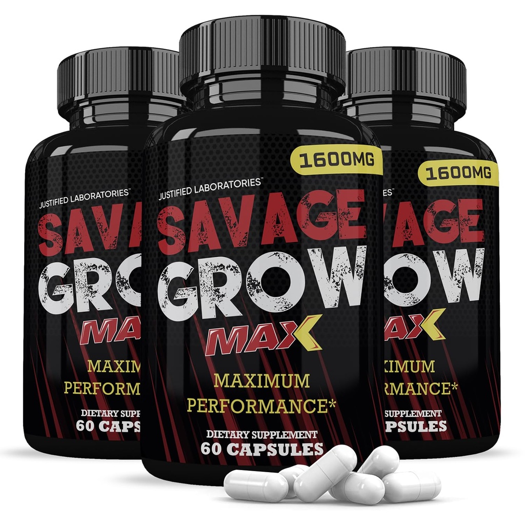 Sadece Laboratuvarlar (3 Pack Savage Max 1600MG Advanced Men's Heath Formula180 Capsules