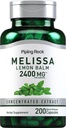 Piping Rock Lemon Balm Capsules 2400 mg | 200 Kont | Lemon Balm Extract | Melissa Herbal Supplement | Gluten Free, Non-GMOMO