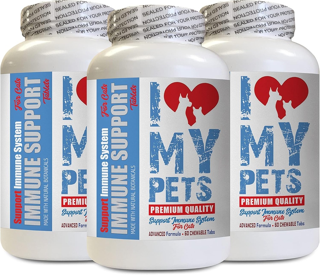 My PETS LLC kedi Immune Supplement - CAT Immune Support - Branson - Sağlıklı Tamam - Cats için Selenyum - 180 Tedaviler (3 Şişeler)