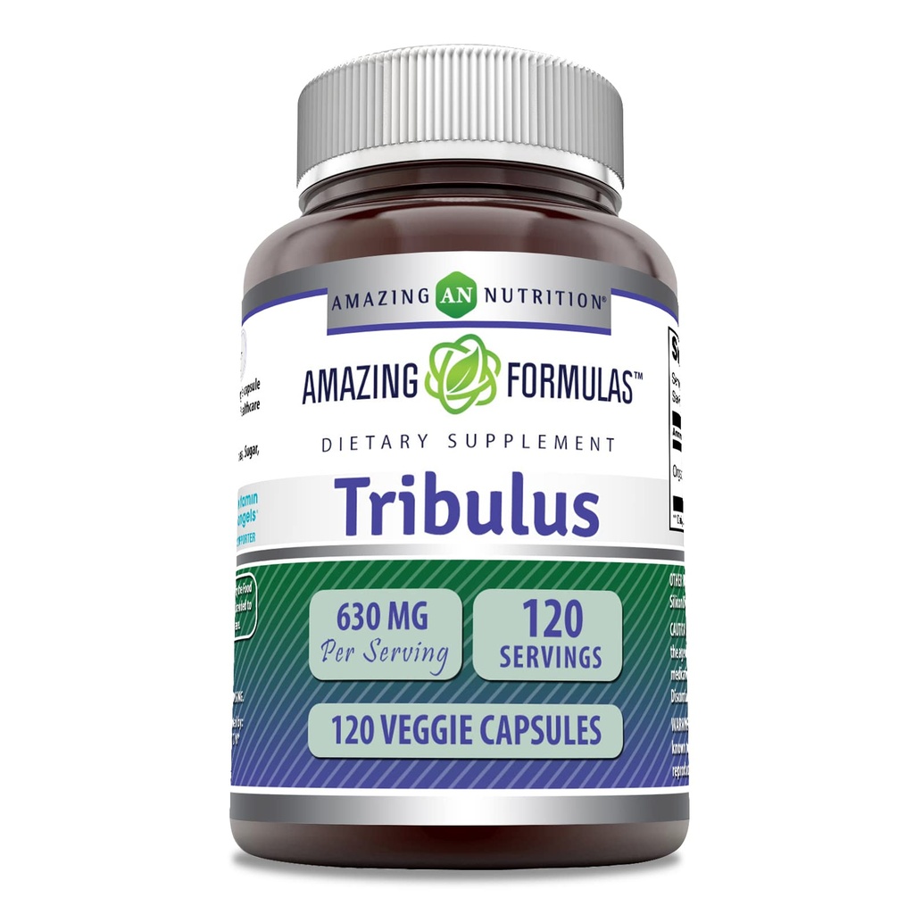 Amazing Formulas Organic Tribulus Terrestris Extract Supplement | 630 Mg Per | 120 Veggie Capsules | Non-GMO | Gluten-Free | Made in USA