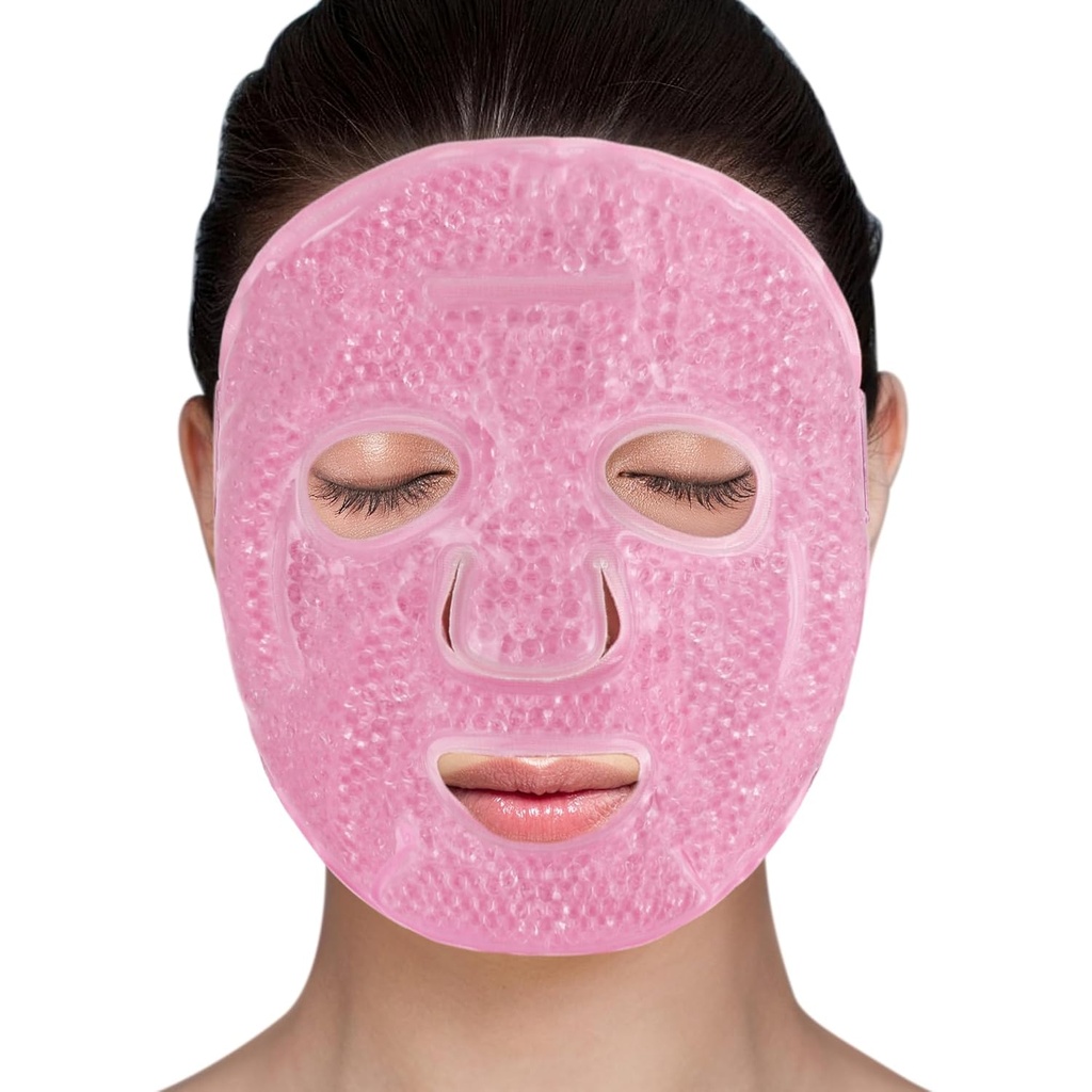 LFancy Face Ice Pack, Reusable Ice Face Maske, Gel Bead Cold Face Eye Mask, Hot Cold Compress for Puffiness, Face Routine, Post-Surgical Recovery, Headache, Skin Care, Post Laser Care