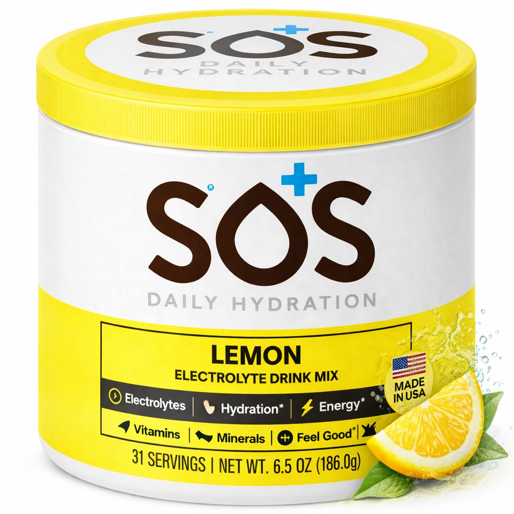 SOS Hydration Electrolyte Toz İçecek Mix | Bulk 31 Hizmetler | - Low Sugar | 15 Calorie Keto-Friendly & Rapid Rehidr| Lemon Flavor