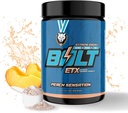 6AM Run Bolt - Kartio ve Focus için Instant Energy Boost için Pre Workout Toz - No Jitters, High Energy Situationing Formula - All Natural, Keto, Vegan (Peach Sensation)