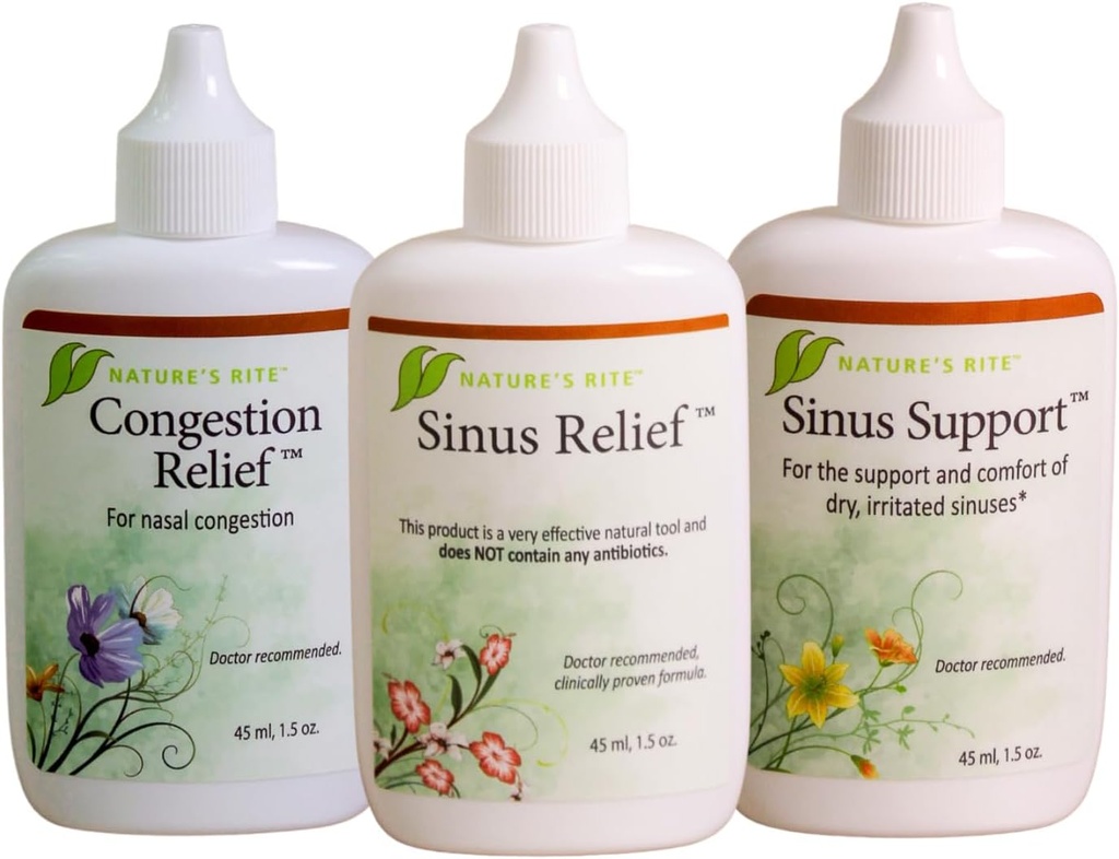 Doğalar Rite Sinus TrilogyTM, 3 Şişe Paketi, 1.5 oz. (45 mL) Her biri - Portatif, Tüm Doğal Sinus Mix – Anti-Addictive Relief for Anti Allergy & Pollution Irritation – Moisturizes & Soothes Sinus Tound