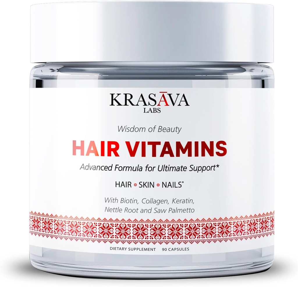 Saç Büyüme Vitaminleri Biotin, Collagen, Keratin, Nettle Root ve Saw Palmetto Sağlıklı Saçları Destekliyor, Stimulates Hair Follicles ve Saçların İncelenmesi. Made in USA - 90 Count
