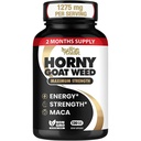 Horny Goat 1275 mg MAX STRENGTH w/Maca (2 Ay Supply) - Erkekler ve Kadınlar için Enerji ve Performans Kompleksi | 120 Vegan Capsules