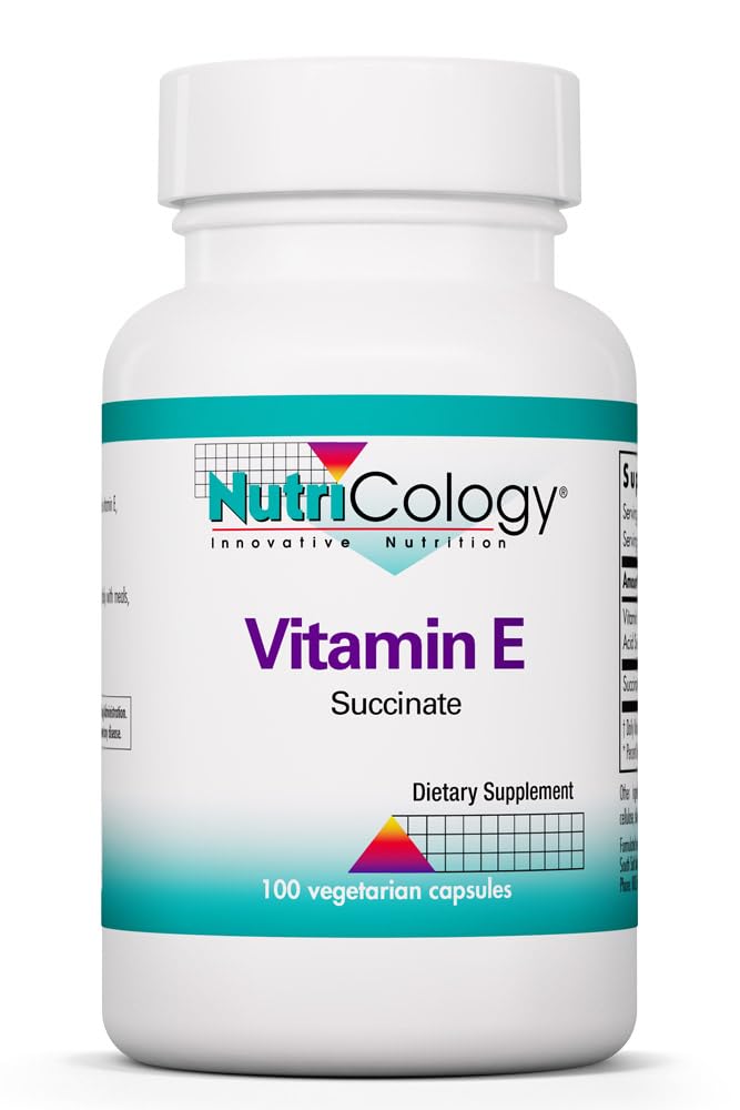Nutricology Vitamin E Succinate Supplement - for Men & Women, 400 IU D-Alpha-Tocopheryl, Antioksi, Vegetarian Capsules - 100 Count 100