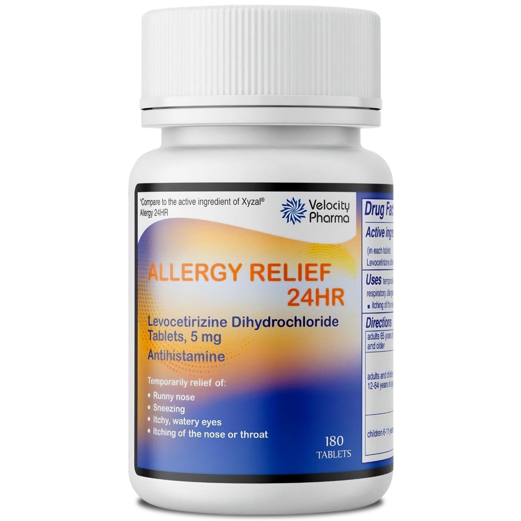 Levocet Regine Dihidrchloride 5 mg USP Tabletler, 24 Saat Antihistamin, 180 Kont Kont Kont Kont Kont