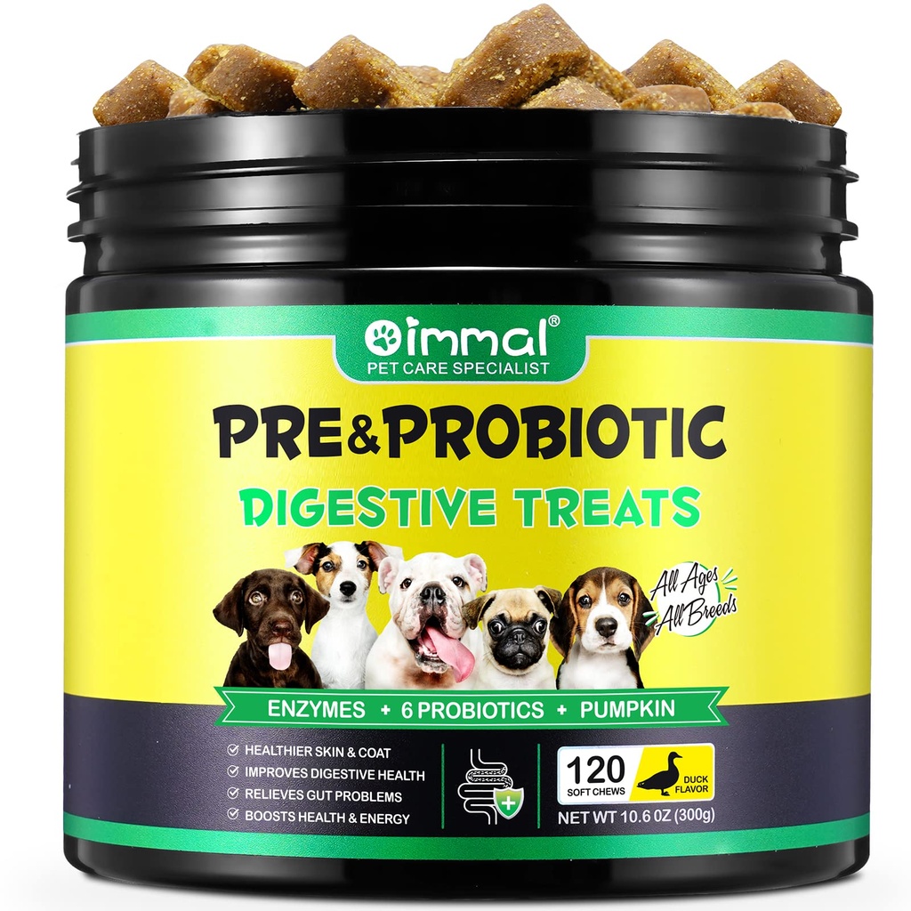 Köpekler için Probiyotikler Dgestive Health, Digestive Soft Chews for Dogs, Dog Probiyotiks and Digestive Enzymes, 120 Dog Chews Omega-3 & 6, Vitamin, Digestion, Immunity