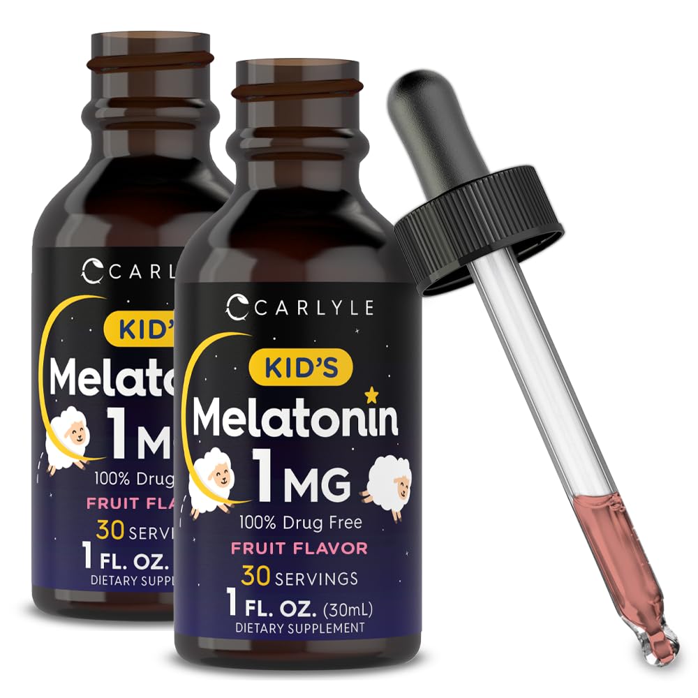 Carlyle Kids Melatonin Liquid | 1 fl oz | Two Pack | Meyve Flavor | Uyuşturucu Ücretsiz Çocuklar Tamamlıyor