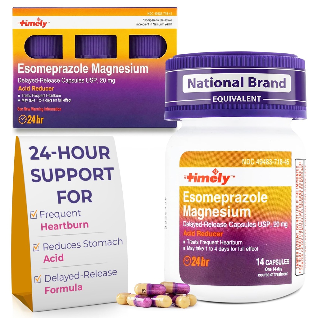 Zamanlı Esome Magnezyum 20 mg Antacid Pills - Stomach Asit Ölçümü, Frequent Heartburn Relief & Acid Reflux Medicine - 24 Saat Esomeprazole Gecikme Kapsülleri - 42 Kont