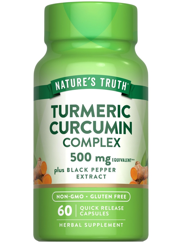 Nature's Truth Turmeric Curcumin with Black Pepper Extract | 60 Capsules | Non-GMO and Gluten Free Complex Supplement