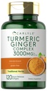 Carlyle Turmeric ve Ginger Supplement 3000 mg | 120 Softgel Capsules | Turmeric Curcumin Kompleks | Black Pepper Extract | Non-GMO, Gluten Free