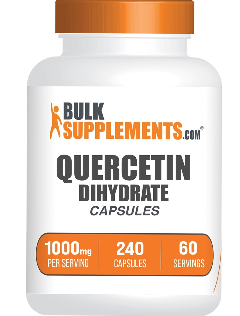 BulkSupplements.com Quercetin Dihidrat Capsules - Quercetin Supplements, Antioksis Supplement - 4 Capsules per Service, 240 Count (Pack of 1)
