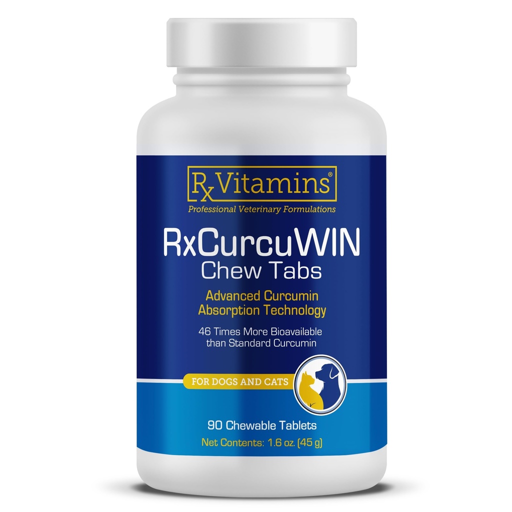 Rx Vitamins CurcuWIN - Köpekler ve Kediler için Curcumin - Vitaminler ve Tamamlar, Antivirüs Yardımı - Immune Support & Aids Digestive Support - Ortak Supplement - 90ctin