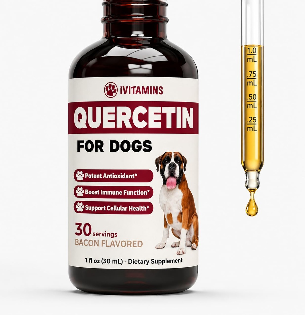 Köpekler için Quercetin | Köpek Alerjisi Yardımı | Köpek Tüm Enerjileri | Köpek Alerjileri | Quercetin | Köpek Alerji Desteği | Quercetin Dog | Dog Allergies | Quercetin Supplements | Bacon Flavor (1 Pack)