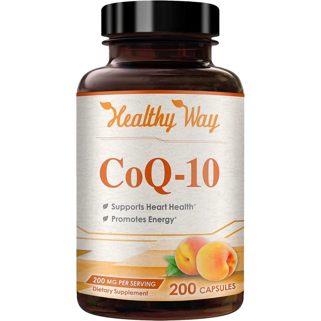 Coenzyme Q10 200 mg CoQ10 Supplement - Once Daily CoQ10 200 mg Toz Capsules for Heart Health, Antioksi & Energy Support -Non-GMO, Quick Abxia Ubiquinone Q10 Coenzyme (Single)