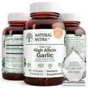 Natural Nutra High Allicin Coating Supplement, Supports Immune System, improve Heart Health, Better Enzymes Health, Better Digestion, Fights Cold and Flu, Vanilla Kaplama, 500 mg, 60 Vegan Tabletler