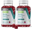 VITEEY Biotin Gummies for Hair, Skin, and Nails 5.000 Live - Sugar Free - Saç Büyüme Gummies, Sağlıklı Skin Glow, Güçlü Sağlıklı Çiçeği Büyüme - Vegan, Gluten Free, Gelatin Free- Chewable Raspberry Flavor