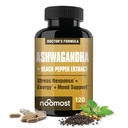 Noo Most Ashwagandha 1200 mg Supplement | Black Pepper Extract ile 10 Withanolitler | Stres Yardımı için Saf Kök Takdir, Tavsiyeler Enerji, Mood, Helathy Sleep for Men & Women | 120 Capsules