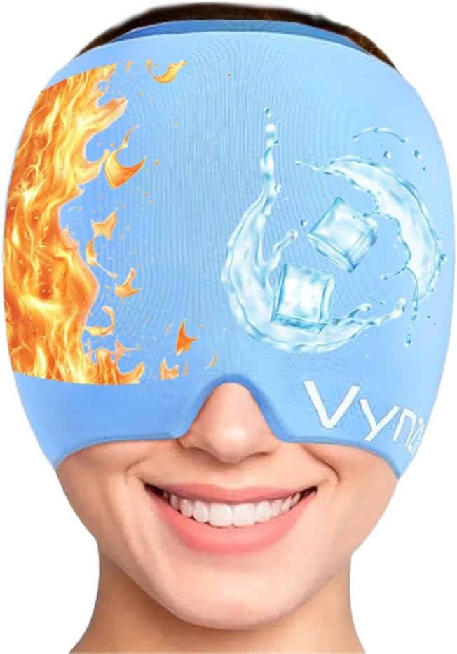 Migraine Relief Cap Miracle Headache Relief Cap360 Hot & Cool Headache Cap Soothing Odorless Gel Buz Kafası Gergin Migraine Cap for Ger, Stress, and Sinus (Mavi)