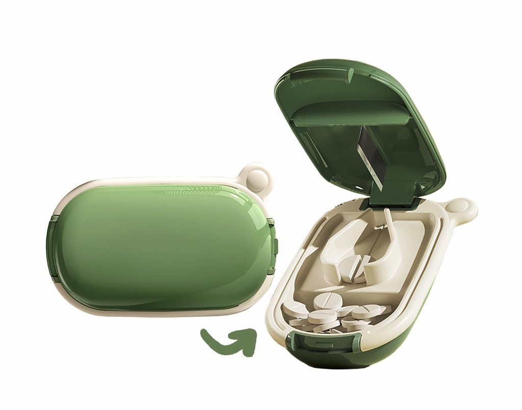 MURRI&MURRDI Small Pill Splitter, Pocket veya Purse için Portatif Tıp Makinesi - Vitaminler, Tabletler, İlaçlar (Green)